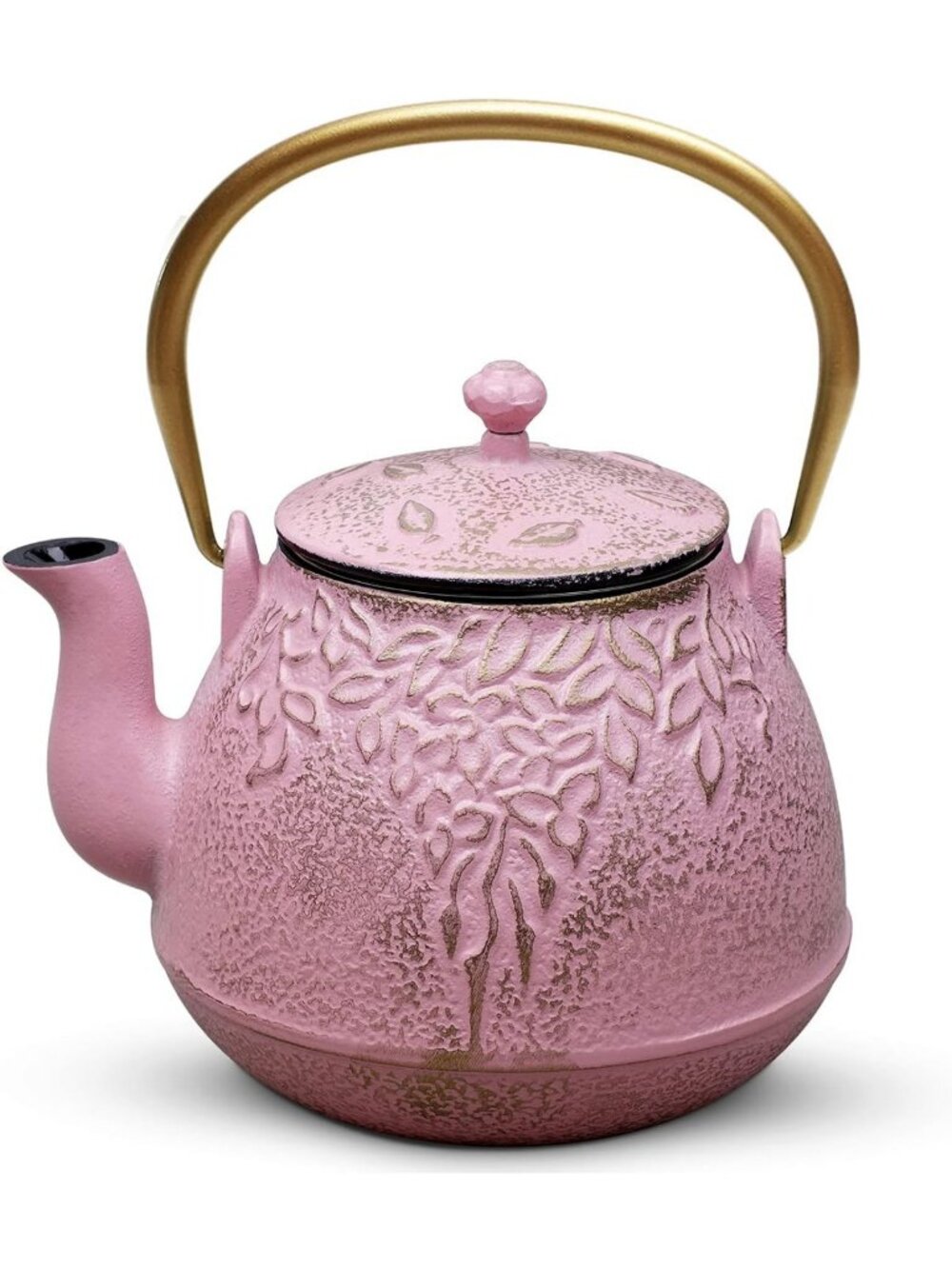 Elegant Japanese Cast Iron Teapot with Infuser, Stovetop Safe, 32oz, Blush Pink